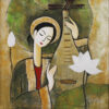 Đàn & Hoa - Tranh Acrylic của họa sĩ Ngô Trung Kiên