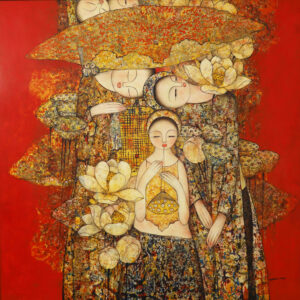 Nét Xuân Thì - Tranh Sơn Mài của họa sĩ Nguyễn Đình Dàng