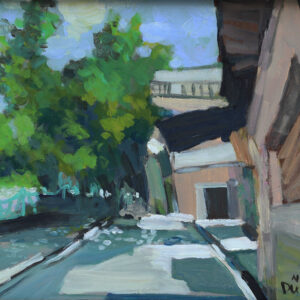 Nhà Ven Hồ - Tranh acrylic của họa sĩ Bùi Lê Dũng