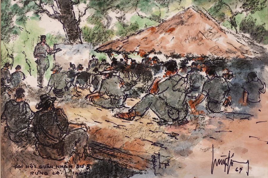 Tác phẩm Đại hội quân nhân sư đoàn 5, sáng tác năm 1965