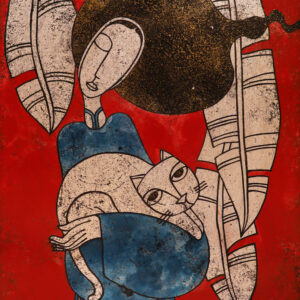 Thiếu Nữ & Mèo - Tranh Sơn Mài của họa sĩ Trương Đình Dũng