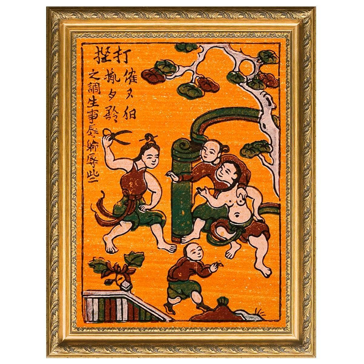 bố cục nghệ thuật của Tranh Dân Gian Đánh Ghen