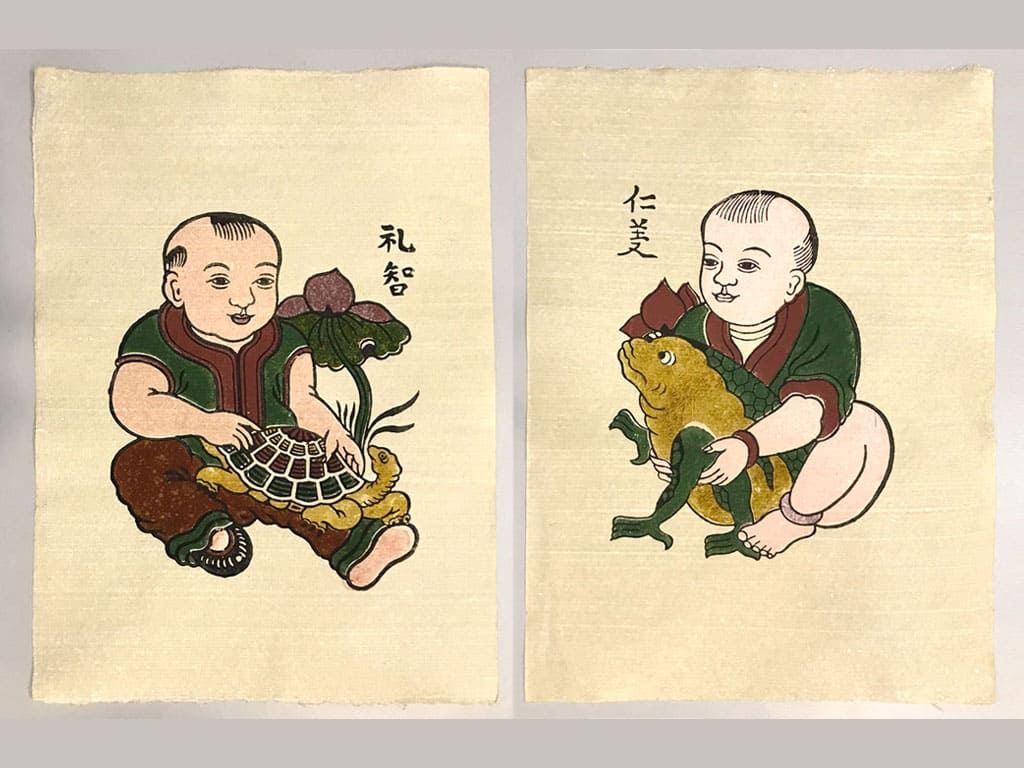 nghệ thuật của Tranh Đông Hồ Em Bé Ôm Gà